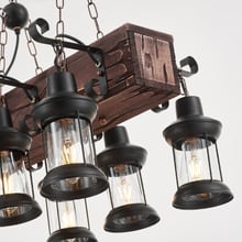 Debra Pine Wood 6-Light Pendant Light
